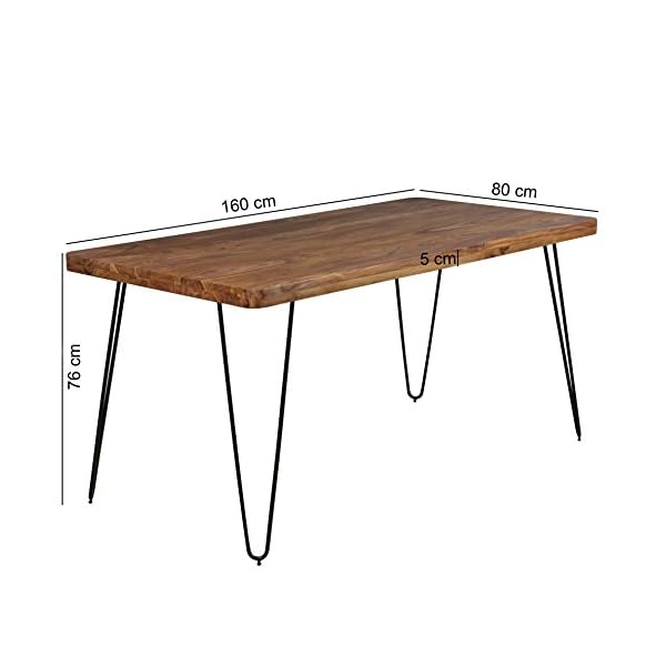 FineBuy Massiver Esstisch Harlem 120 x 80 cm Sheesham Massiv Holz | Esszimmertisch Massivholz mit Design Metall Beinen… – Bild 5