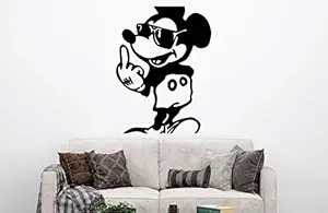 VVWV Rock Mouse Cartoon Wall Stickers for Home Living Kids Bed Room Hall Kitchen Wall Decor Stickers PVC Vinyl Decals L X H 40 X 55 CMS