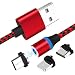 Produktbild Magnetic USB Charging Cable,3.3ft Multi 3-in-1 Kabel-Ladegerät mit LED-Indicator für iPhone Micro-USB Typ C Android-Geräte,Red