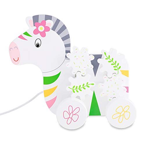 Onshine Jouet à Tirer Zèbre en Bois Blocs en Bois Jouet Enfant Bébé 1 an