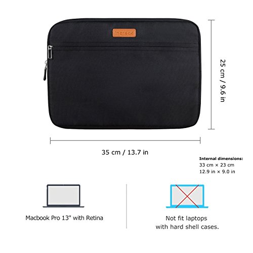 Inateck 13,3 Zoll Tasche Hülle speziell für Macbook Air/ Pro Retina Sleeve Hülle, Schwarz - 3