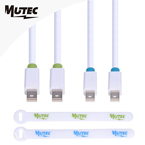 MutecPower 2 Stück von 2 meter Mini DisplayPort (DP) männlich auf Mini DisplayPort (DP) männlich Kabel - 4K Ultra HD - Weiß - 2m Mit 2 Kabelbinder
