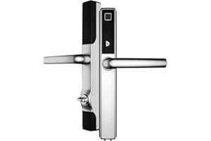 Blusafe Origin Smart Keyless Door Handle for Home Security, App Control, Key Card, Remote Lock/Unlock (Satin Chrome)