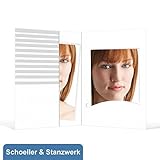 Einsteckschlitz: 52 mm 100 Stück Passbildmappen für Passfotos 4,5x6 cm ohne Passepartout mit Tasche weiß mit grauen Streifen - Schoeller & Stanzwerk