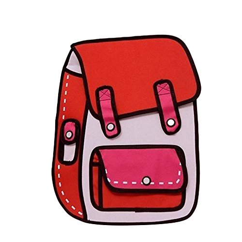 Preisvergleich Produktbild Springdiot 3D Comics Schulter Aufbewahrungstasche, Mode Neuheit Kindertasche Messenger Bag Reise Reisen Multifunktions (rot rot mit rosa rot)