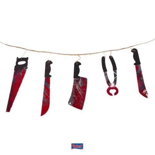 Girlande * WHY SO SERIUS * für Party und Geburtstag // Kindergeburtstag Kinder Feier Fete Set Partykette Halloween Messer Blut Horror