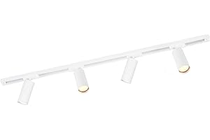 Ledvion - Iluminación LED sobre Carril 1M + 4 Focos de Riel (Blanco, Regulable, Accesorio GU10), Luminaria de Riel Monofásica, Luminaria de Riel, Foco de Riel