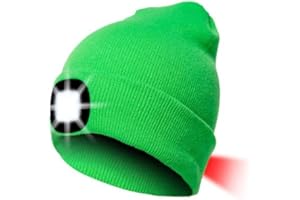 INHDBOX LED Mütze Kappe, Strickmütze mit USB Nachladbare Licht, Beleuchtung und blinkende Warnungs-Arten 8 LED, einfache Installation Vorne Hinten Scheinwerfer-Mütze, Unisex-Winterwärmer-Strickkappe