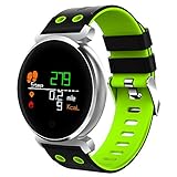 Ganeep Sport3 Smart Watch Männer Blutdruck IP68 Wasserdicht Fitness Tracker Clock Smartwatch für IOS Android Wearable Devices 0,95 Zoll OLED 3D Radian Display (Color : Green)