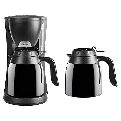 Bestron Cafetière électrique avec 2 verseuses isothermes, Pour café filtre moulu, 10 tasses, 800 W, Noir
