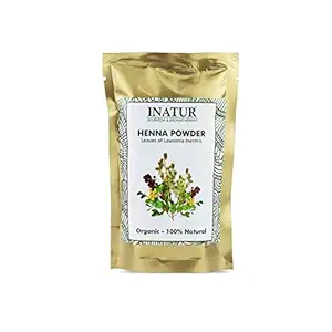 Inatur Henna Powder 100g | Organic Ingredients - Amla, Shikakai, Brahmi, Bhringraj | Pure and Natural | Nourishes Hair | Ayurvedic Hair Color | For Men And Women | Sulphate Free| Paraben Free | Chemical Free| Dermatologist Tested