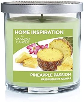 Home Inspiration by Yankee Candle home fragrance aromatherapy luxury scented perfumed Candle Glass Jar with Lid - Approx. burn time 40 hours - 2 wicks (Pineapple Passion)