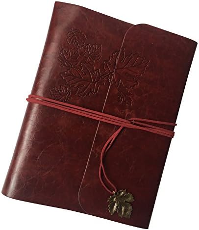 Wanruisi Vintage Retro Leather Cover Handmade Self-adhesive DIY Wedding Anniversary Journal Photo Album Scrapbook (Maple leaves)