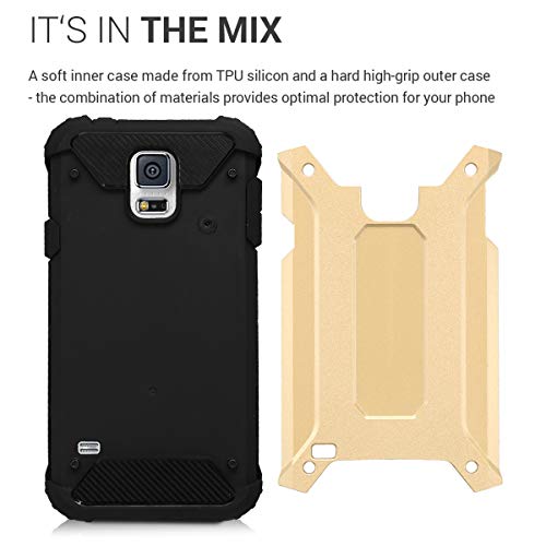 kwmobile Funda para Samsung Galaxy S5   S5 Neo - Carcasa  h  brida  de  TPU  con dise  o Transformer en  Dorado Negro 