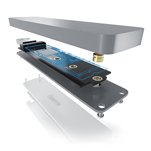 CSL – SSD Festplattengehäuse für M.2 Festplatten | mit Schiebemechanismus | USB 3.0 Case auf M2 Adapter (NGFF) | 1x M.2 Key B | m.2-Schnittstellen-Standard (NGFF) | Module: 2230 / 2242 / 2260 / 2280 | UASP-Unterstützung - 4