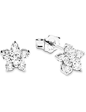 amor Damen-Ohrstecker Stern Blume 925 Sterling Silber rhodiniert Zirkonia weiß  - 381895
