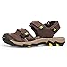 Produktbild SHENNANJI Für Männer Sandalen Outdoor Wasser Schuhe Slip On Style OX Leder Klettverschluss Anti-Kollision Toe (Color : Dunkelbraun, Größe : 42 EU)