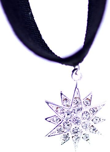 Lizzyoftheflowers - Silver tone frozen snowflake pendant choker necklace, Christmas Xmas gear