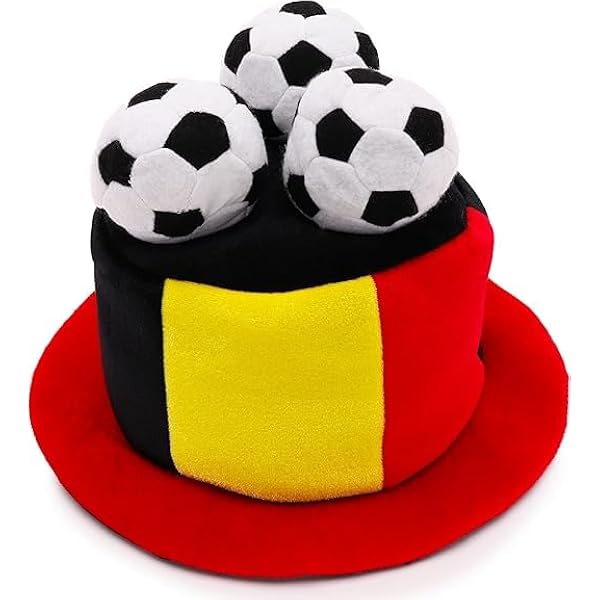 Fußballmütze Für Deutsche Fans – Gelb, Rot, Schwarz, Mit Angenähtem Rot-weißem Haar, Einheitsgröße