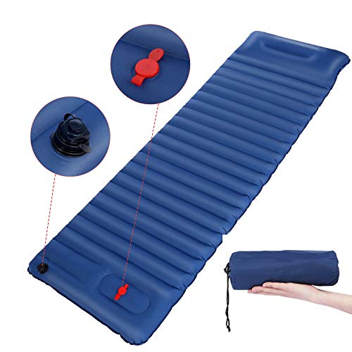 Esterilla Inflable Esterilla Camping Esterilla Hinchable Ligera Portátil Impermeable con Almohada para Viajes/Exterior/Senderismo/Playa190*65*8.5cm (azul)