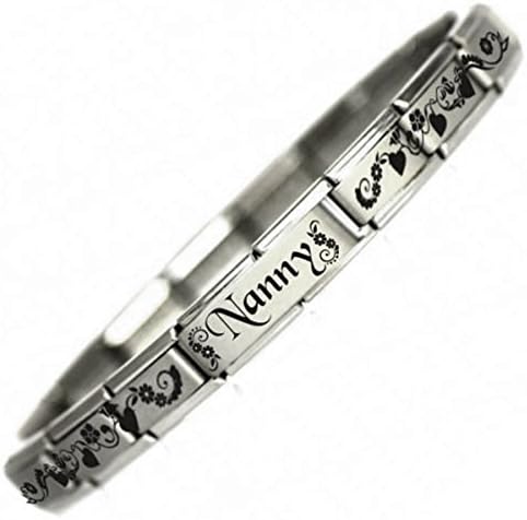 Personalised Nanny Charm Bracelet Gift by Daisy Charm© -Ideal Christmas 2016 Gift, One Size fits all 9mm Italian Style Charm Bracelets
