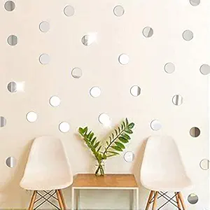 Atulya Arts 3D Acrylic Circular Dots Decorative Wall Stickers (Silver, 3 cm Each)- 100 Pieces