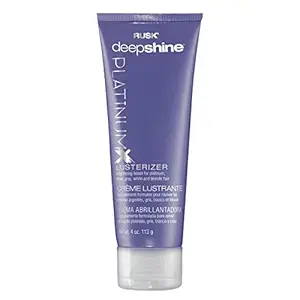 RUSK Deepshine PlatinumX Lusterizer, 4 Oz, Lightweight Cream Delivers Shine and Eliminates Brassiness, Brightening Boost for Platinum, Silver, Gray, White and Blonde Hair