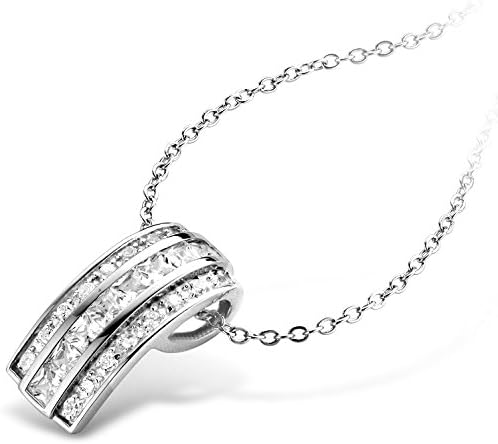 Velini P9126 lady's Pendant and Chain(chain=1mm width),sterling silver,cubic zirconia stones that shines like diamonds