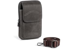 hengwin Skórzana Torba na Suwak Retro Torba na Ramię Pasek na Telefon Kabura na Telefon Dorywcza Torba na Ramię Talia