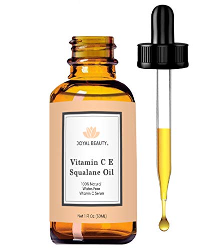 Aceite de escualano de vitamina C E para la cara y la piel. Suero de vitamina C 100% natural sin agua. Tonos de piel, línea fina y corrector de daño solar. Restaura y aumenta el colágeno
