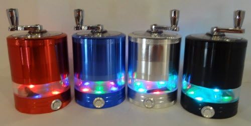 HERB ALUMINIUM MILL GRINDER WITH FLASH 5 PART IN MANY COLORS WITH CHROME HANDLE BY TRENDZ