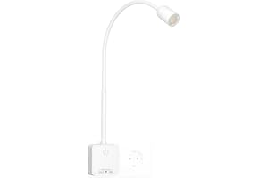 PRINCEWAY Lampara de Lectura Aplique Mesita de Noche Pared Foco LED Interior con Enchufe, Interruptor Táctil Regulable, 3 Modos de Color, Ángulo de Luz Foco 50°, Puertos de Salida USB