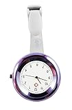 Ellemka JCM-2103 - Schwesternuhr Ansteckuhr FOB Elegante-e medizinisch-e Kittel-Uhr Analog funktional Krankenhaus Pflege-r Krankenschwester Quarz Clip Fashion Farbe Viola Violett