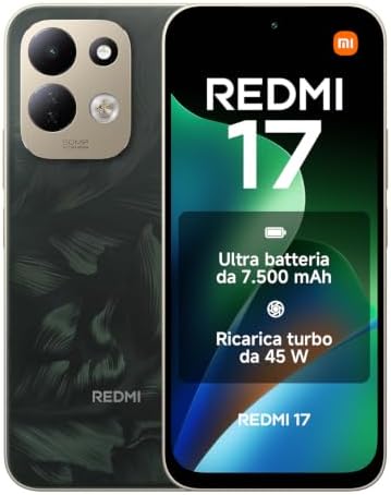 REDMI 17, Smartphone 4+128GB, Verde Rovere, Batteria 7500 mAh, Ricarica 45W