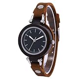 Dame Casual Vogue Design Kleine Armband Frauen Holz Quarz Uhren Top MäDchen Handuhr Geburtstagsgeschenk Black Watch