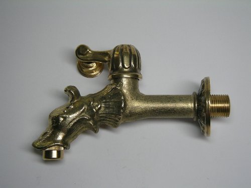 Hahn, Auslaufventil, Wasserhahn, Drachenkopf, Nostalgie, mit Hebelgriff Bronze DN15 - 2
