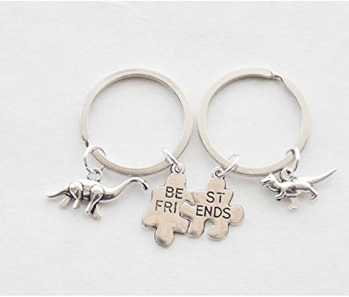 Dinosaur Keychains Best friends keychains 2 Dinosaur Key Ring Set of Two Dinosaur Keychains Best Friend Token T-Rex Puzzle Piece Keychains
