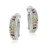 pyrite amethyst citrine quartz  Edle Ohrringe / Creolen mit Amethyst, Peridot, Citrin. Granat, blauem Topas und Diamant Akzenten, Sterling Silber