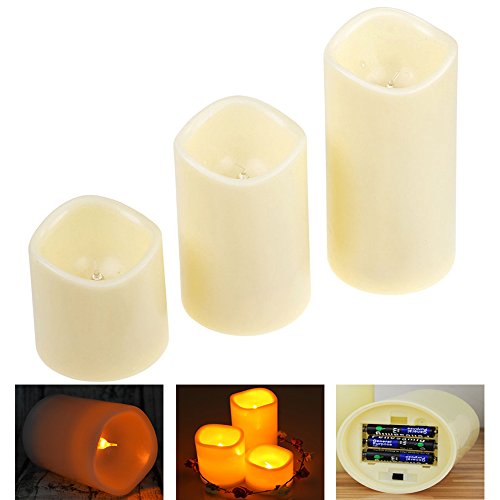 LZHOO 3er Set Flamme LED Kerzen mit Fernbedienung, Kerzen Lampe mit flackernder Flamme, batteriebetrieben mit Fernbedienung für gemütliche Abende, Weihnachtsdeko, Hochzeit, Geburtstags, Party