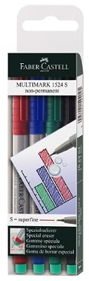 Faber-Castell 152404 Feutre multiusage MULTIMARK non-permanent S étui de 4