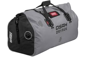 Greanthour Bolsa Seca Impermeable para Motocicleta,Cola de Equipaje Bolsa，Gran Espacio de Almacenamiento，los Hombros Adecuada para Ciclismo, Camping, Deportes Acuáticos(Gris, 60L)