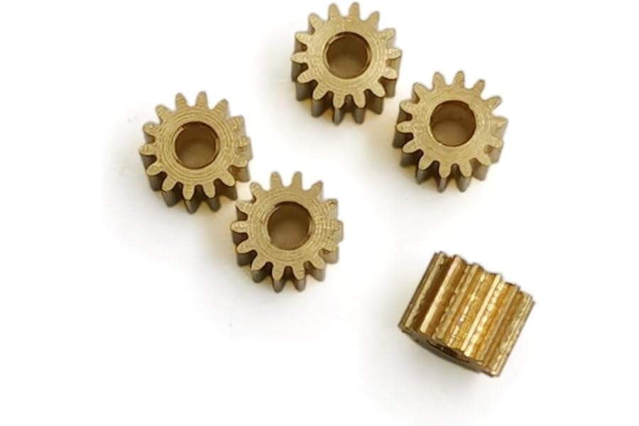 KUENCE 141.5A 142A 0.3M Brass Pinion 14 Teeth OD 4.8mm Hole 1.5mm / 2mmTight Fitting Small Modulus Copper Cogwheel 5pcs/lot (Size : 1.48mm- Height 4mm, Color : 14 Teeth x5PCS)