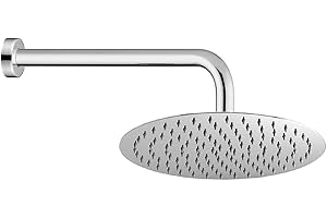 Inbagno Soffione Doccia con Braccio a Parete, Design Slim Rotondo, Acciaio Cromato, ugelli anticalcare