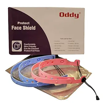 Oddy Face Shield Moveable Head Gear (250 Micron) in Blue, Pink with 10 Replacement Films