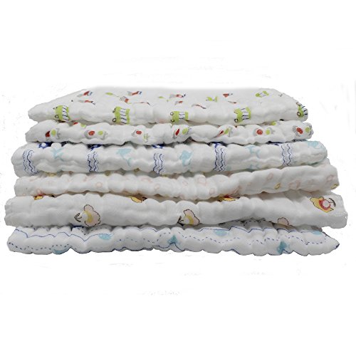 Lucear BabyWaschlappen mit Haken, 6-Pack Musselin 25cm*25cm Babytücher Beste für Dusche Geschenk - 2