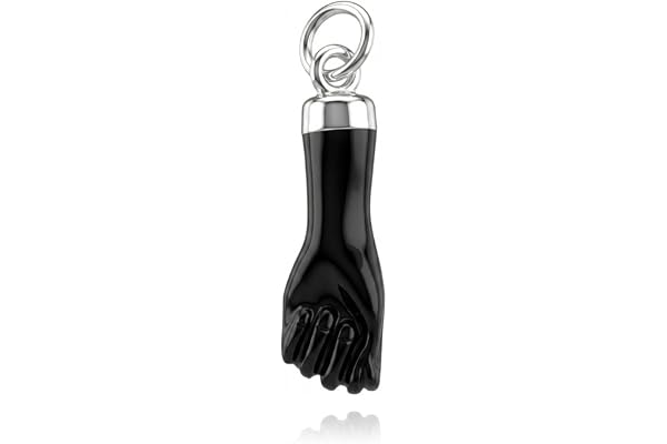 Passo Colgante mano negra en plata 925 - Amuleto mal de ojo en un colgantito puño color azabache - El colgante higa o figa se envía en una caja de regalo