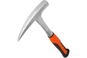 AIRLESS SJG Marteau Géologique, 900 g Marteau à Pic à Double Têteble Tête, Marteau à Bec De Canard, Marteau de Prospection Géologique, Marteau de géologue, Marteau de Maçonnerie pour Études Géologiques（ orange）