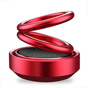 Allure Auto Solar Car Aromatherapy Essential Oil Diffuser, 360Double Ring Rotating Design, Car Perfume Air Purifier Car Fragrance Decompression Toy for Home Car Office (Red) (Pack of 1)