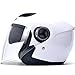 Produktbild NJ Helm- Elektrischer Motorradhelm Männer und Frauen halb bedeckt vier Jahreszeiten Doppelscheibe Anti-Fog-Helm (Farbe : Weiß, größe : 35x23cm)