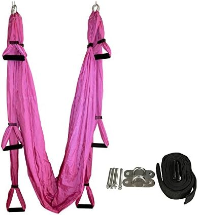 CQJDG Yoga Fitness Inversion Swing Aerial Pilates Flying Yoga Hammock (Pink)